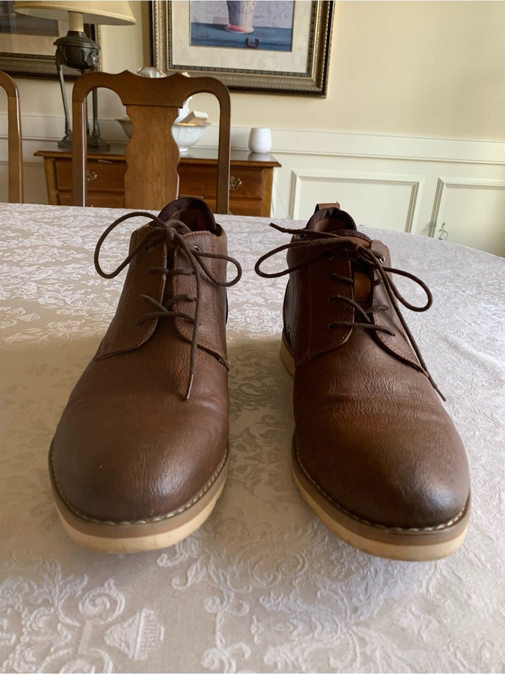 Men's Brown Leather Chukka Boots with Contrast Crepe Sole